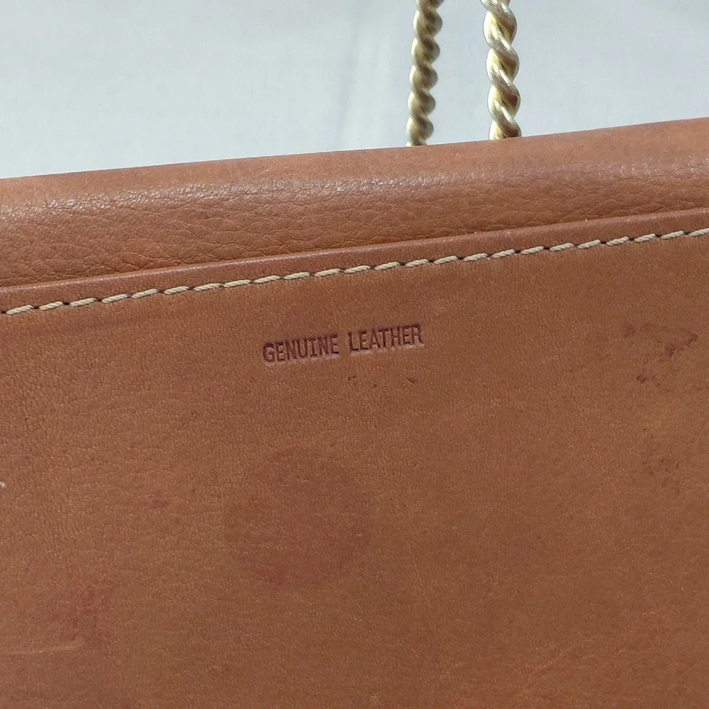 Vtg Fossil Bifold Checkbook Wallet Genuine Leather Cognac Bifold Slimline